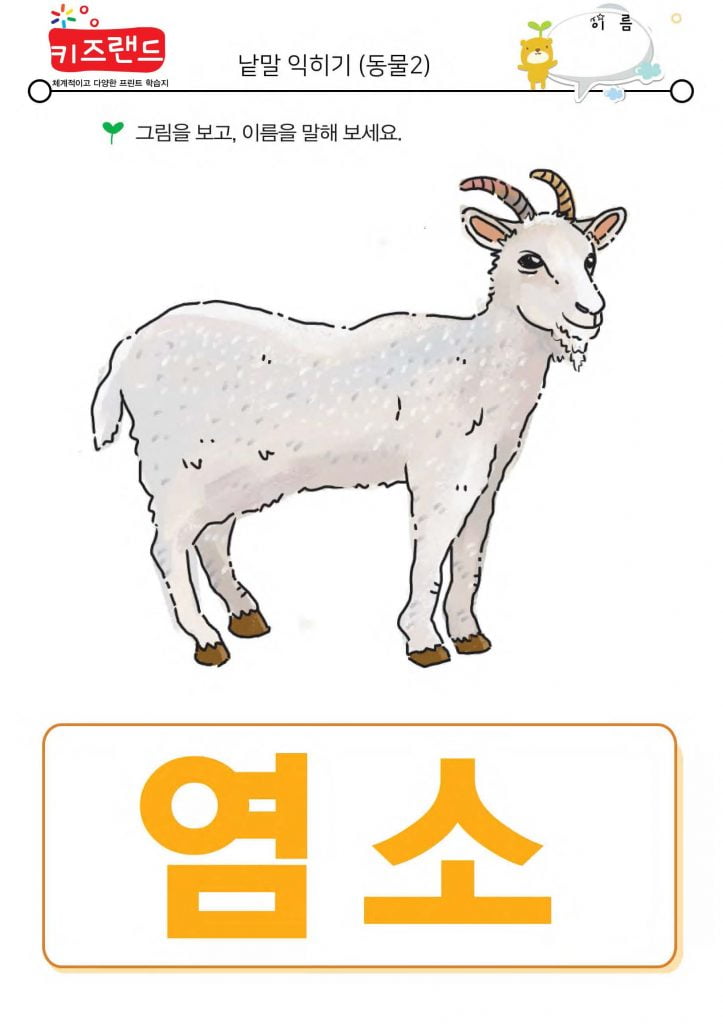 낱말 익히기(동물2)
