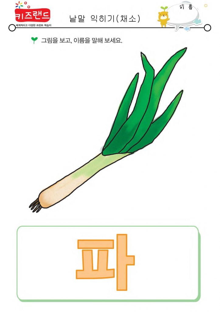 낱말 익히기(채소)